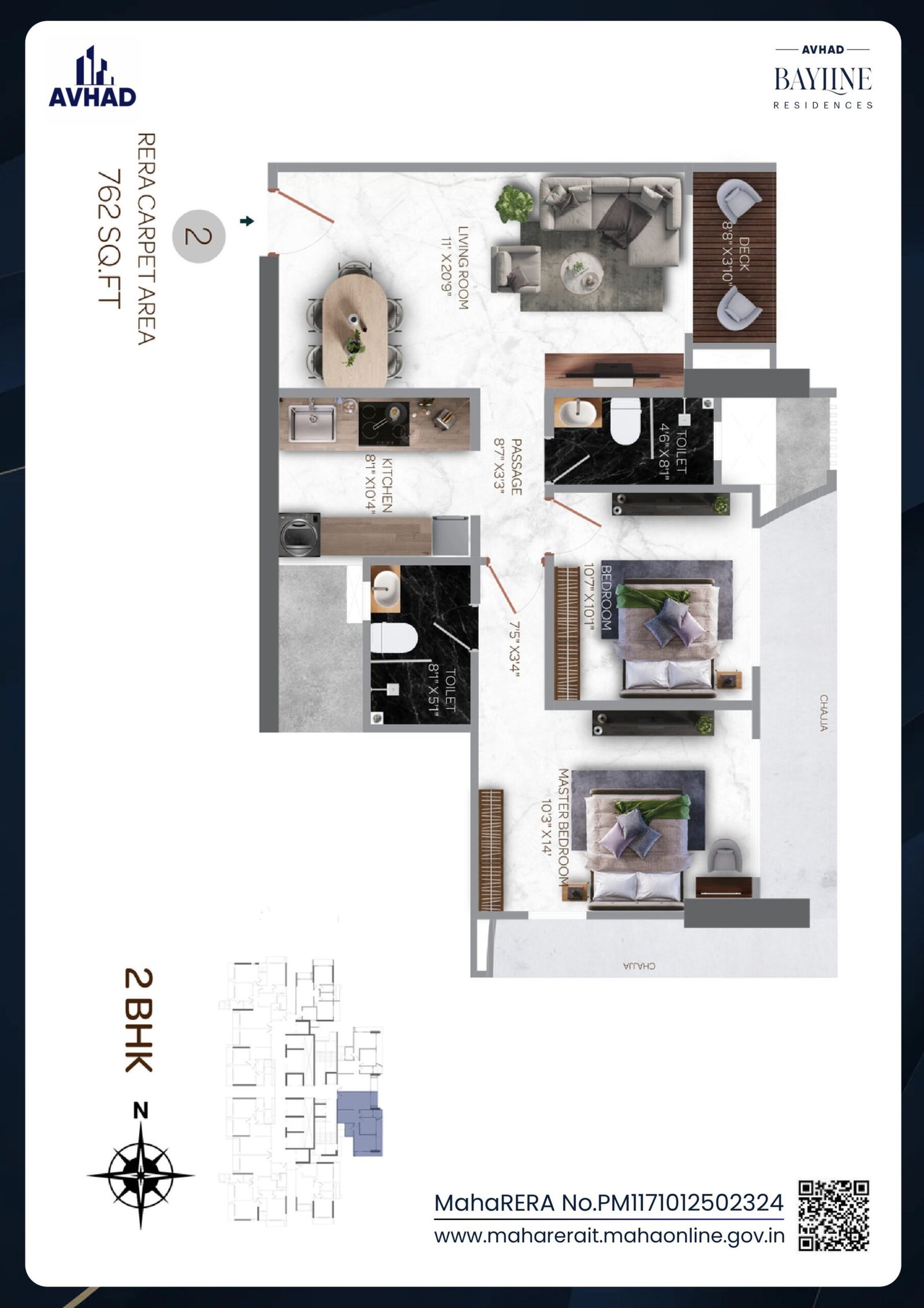 2BHK 762sq.ft