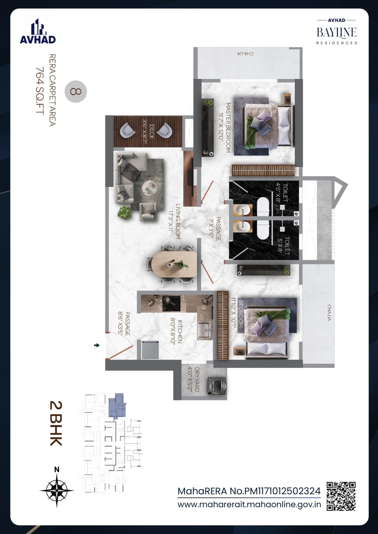 2BHK 764sq. ft