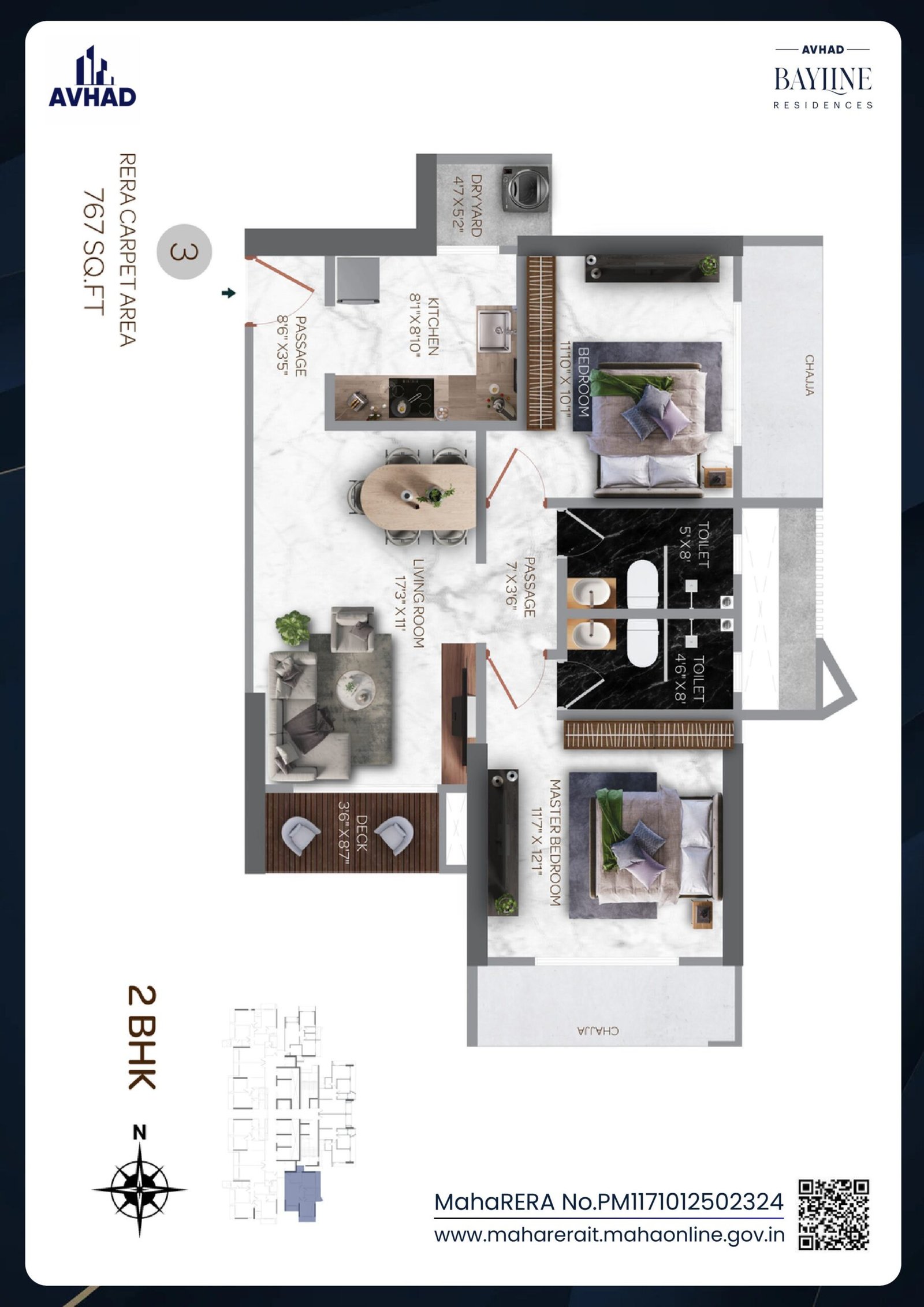 2BHK 767sq.ft