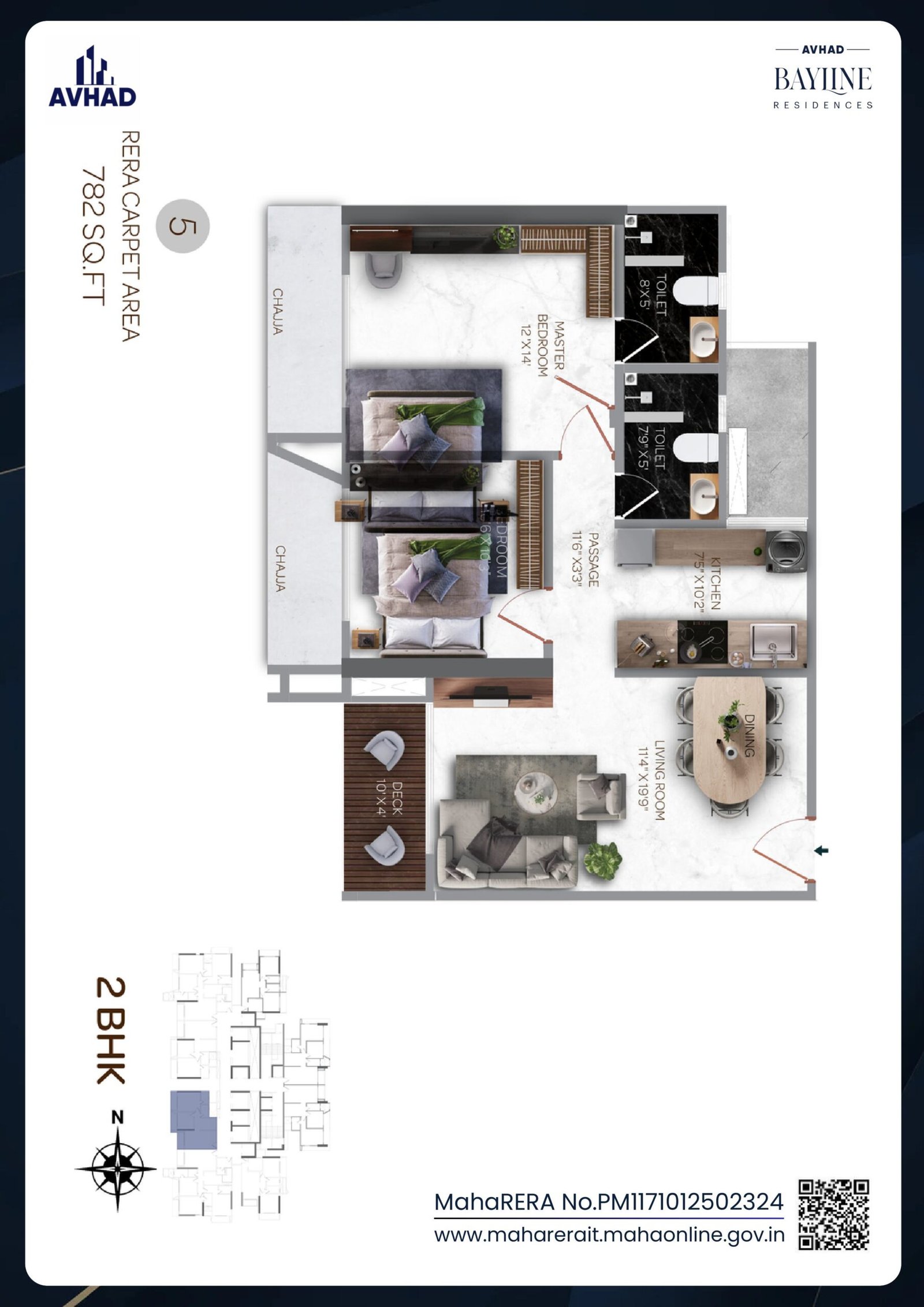 2BHK 782sq.ft